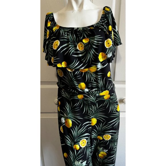 Floral Black and Yellow Jumpsuit - Picture 3 of 14